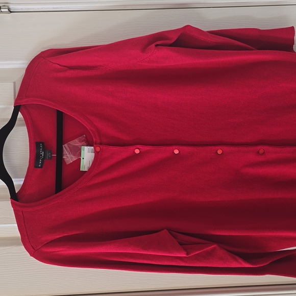SIMPLY STYLED BRAND WOMEN'S MISSY SIZE RED FRONT BUTTON CARDIGAN SIZE XL - Picture 7 of 15
